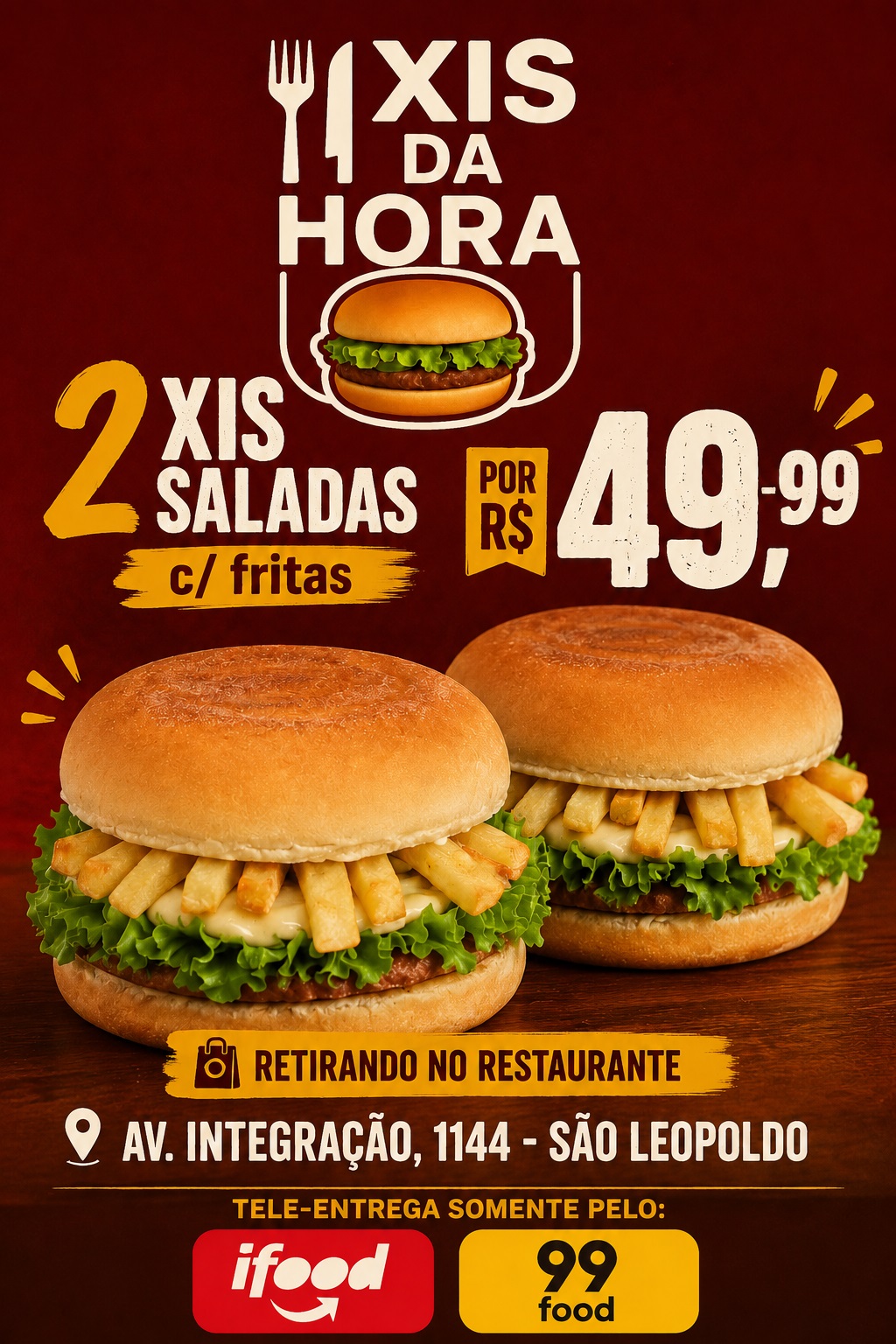 2 Lanches (Xis Saladas c/ fritas)